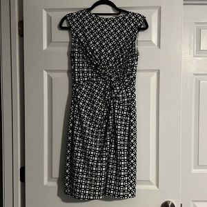 Lauren by Ralph Lauren side twist font navy and white dress